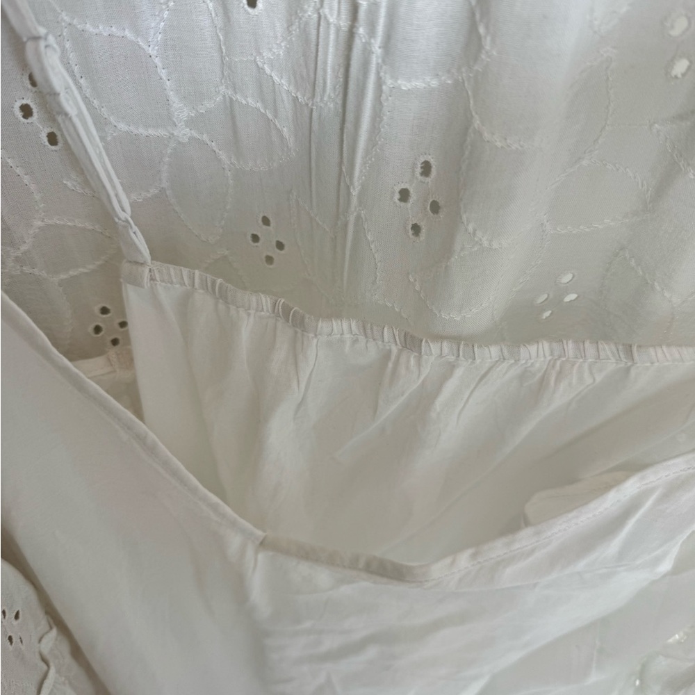 Old Navy White Eyelet Boho Tiered Mini Dress Long Sleeve XL - Picture 4 of 5